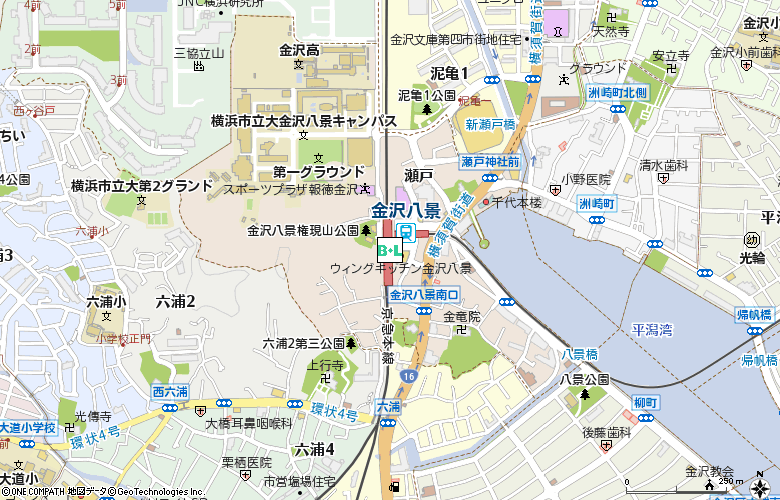 アイシティウィングキッチン金沢八景店付近の地図
